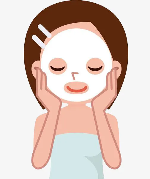 女子脸部上的白色面膜免抠
