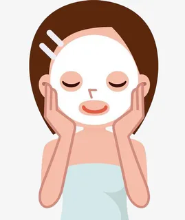 女子脸部上的白色面膜免抠