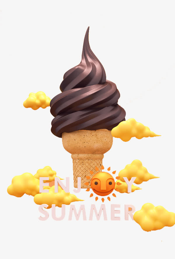 立体巧克力冰激凌免抠