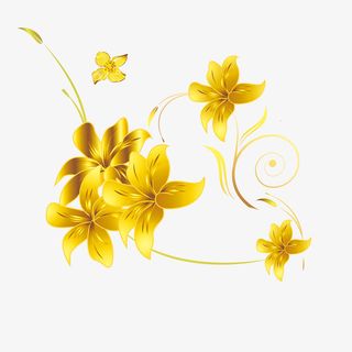 金色鲜花免抠