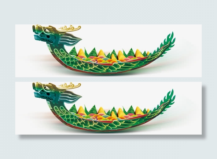 手绘端午节龙舟划船免抠