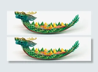 手绘端午节龙舟划船免抠