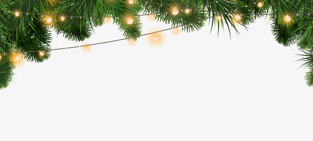 松树，彩灯，闪亮，节日免抠