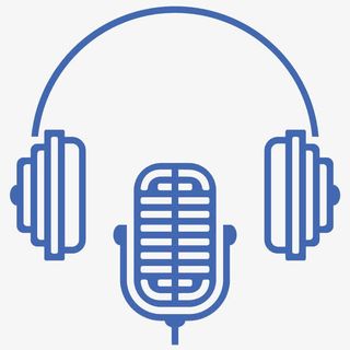 蓝色线条耳机麦克图标免抠