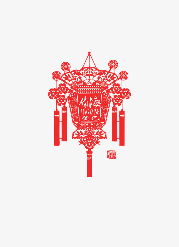 剪纸 灯笼免抠