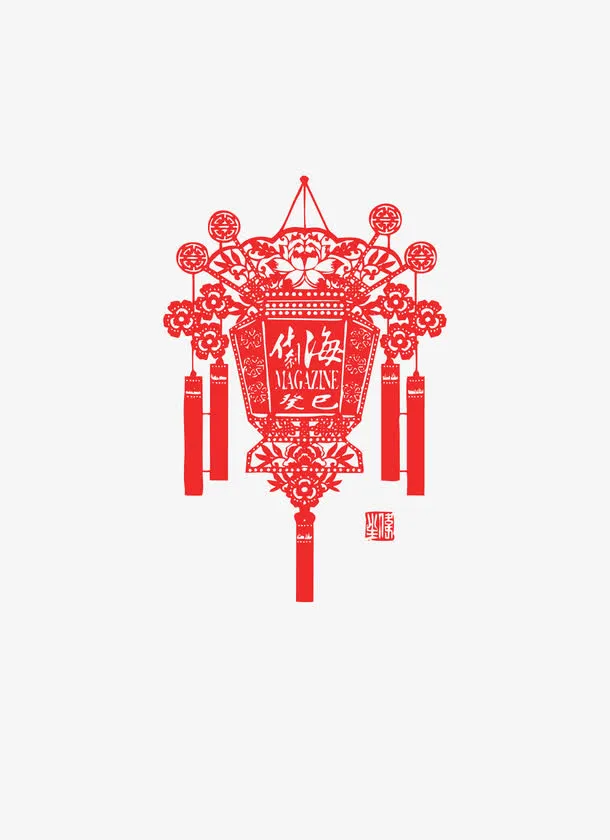 剪纸 灯笼免抠