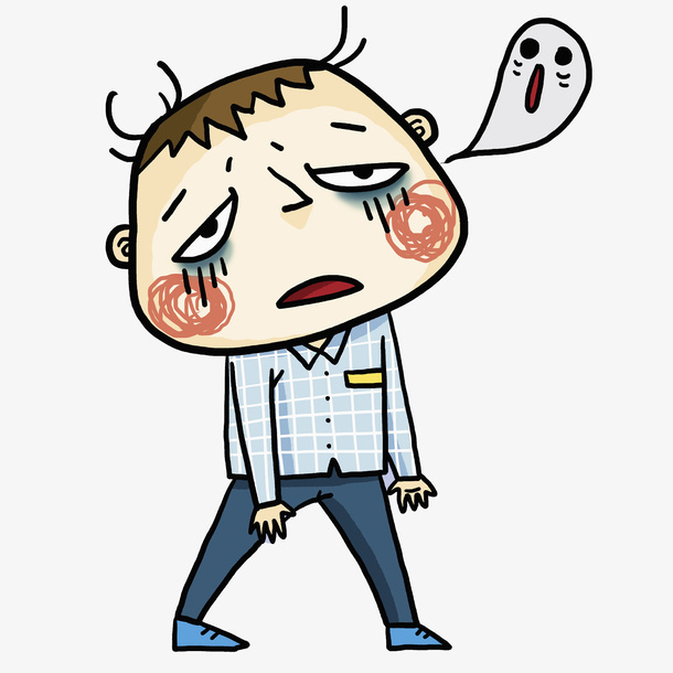 手绘犯困的男士免抠