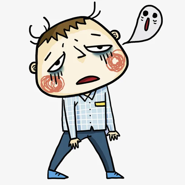 手绘犯困的男士免抠