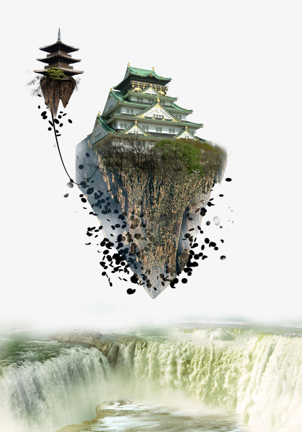 悬浮奇幻岛屿景象免抠