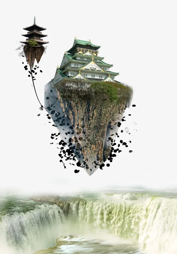 悬浮奇幻岛屿景象免抠