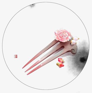 手绘发簪免抠