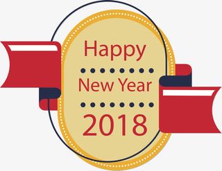 矢量扁平新年椭圆标签免抠