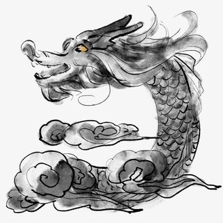 大气炫酷水墨龙元素免抠