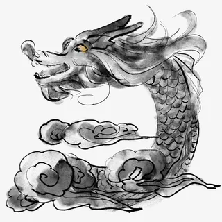 大气炫酷水墨龙元素免抠