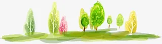 春天彩色树林风景免抠