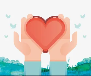 世界艾滋病日爱心卡通手免抠