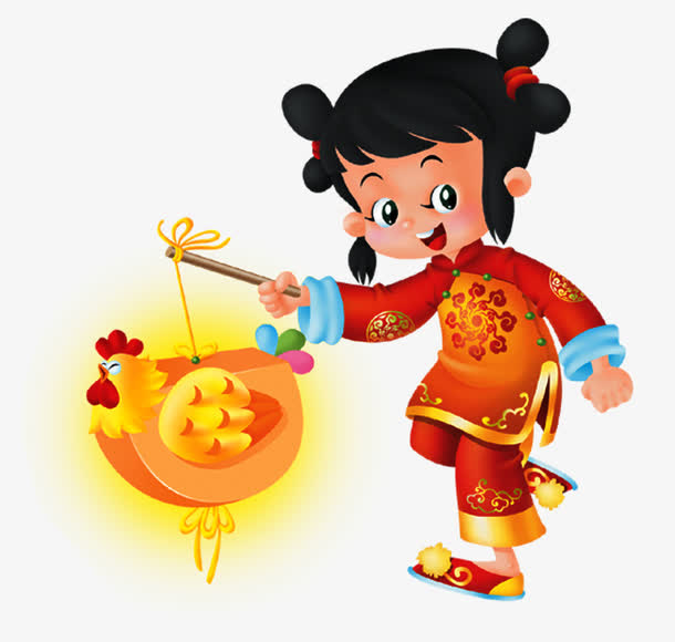 女娃娃挑灯笼免抠