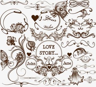 矢量古典花纹素材免抠