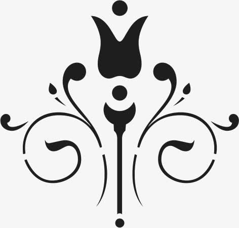 角花底纹花型对称平面图形免抠