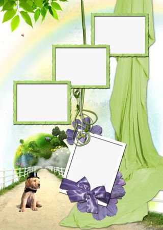 卡通绿色窗帘背景壁纸框框