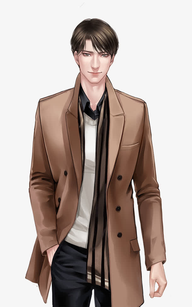 棕色西服男子免抠