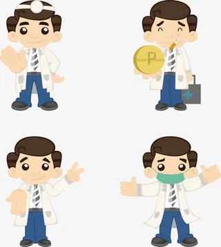 卡通医生元素免抠