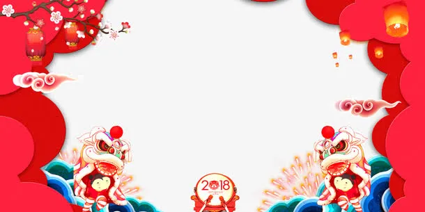 狗年时尚边框背景psd分层图