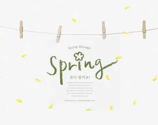 唯美韩式春天挂起来的卡片免抠