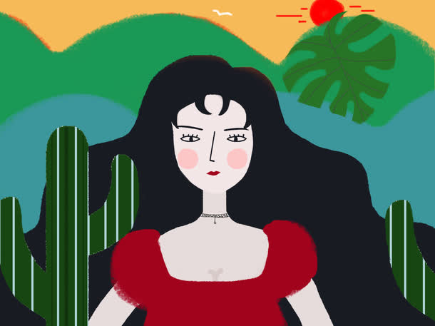 插画女孩封面免抠