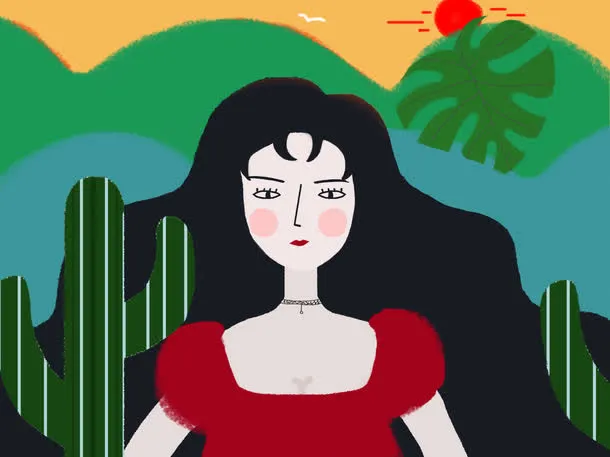 插画女孩封面免抠