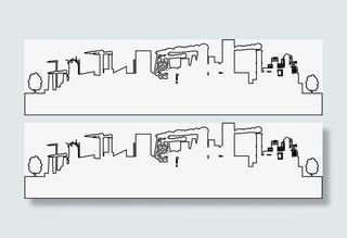 手绘城市建筑线稿图免抠