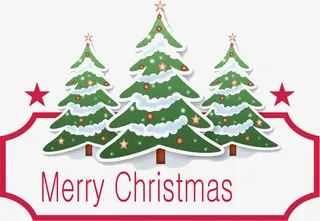 手绘绿色圣诞树免抠图免抠