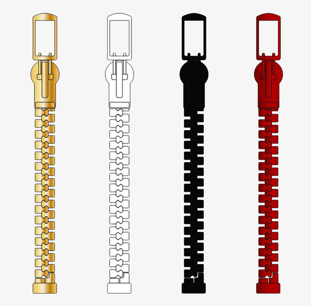 手绘彩色拉链封口条免抠