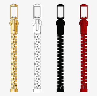 手绘彩色拉链封口条免抠