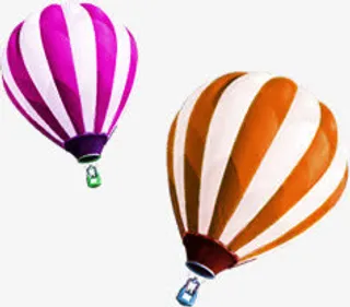 彩色炫彩卡通热气球免抠