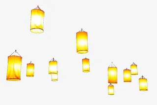 黄色孔明灯免抠