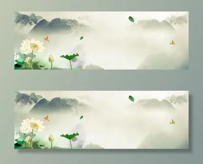 中国水墨画banner创意设计免抠