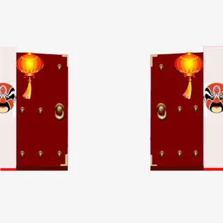 红灯笼大红门免抠
