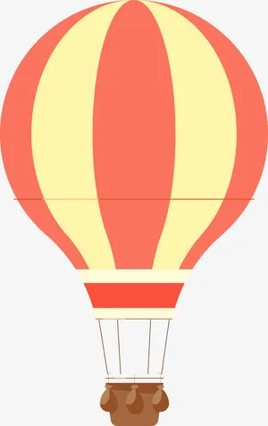 卡通矢量条纹热气球图免抠