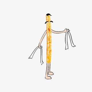 卡通辣条微笑着拿着丝带插画免抠免抠