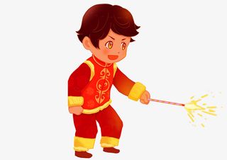 卡通人物放烟花设计元素免抠