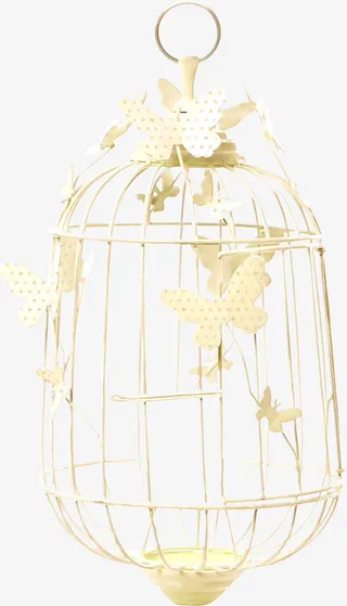 白色蝴蝶鸟笼免抠