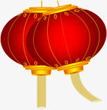 手绘红色渐变元旦灯笼免抠