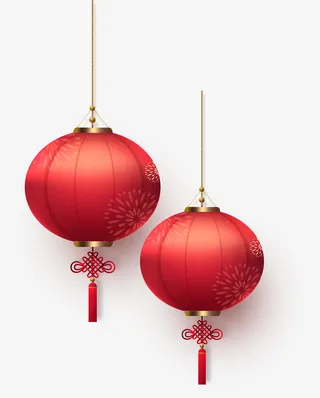 新年，春节，灯笼，立体，贺卡免抠