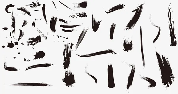 毛笔笔触分解免抠 毛笔笔触分解免抠