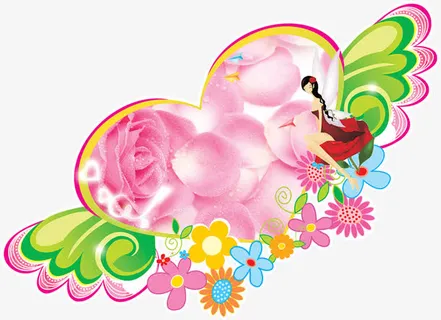 彩色卡通手绘花仙子爱心免抠