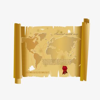 复古牛皮卷轴牛皮信纸免抠