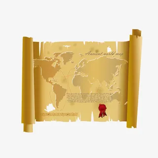 复古牛皮卷轴牛皮信纸免抠