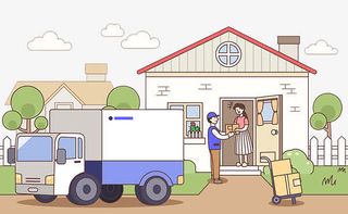 简约手绘物流送快递的人免扣图免抠