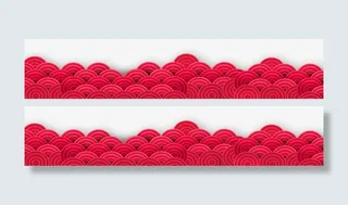 红色祥云云纹免抠